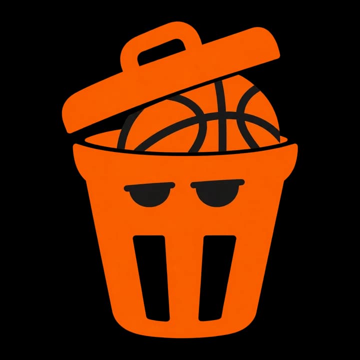 Garbage Time logo: an orange trash can holding a basketball